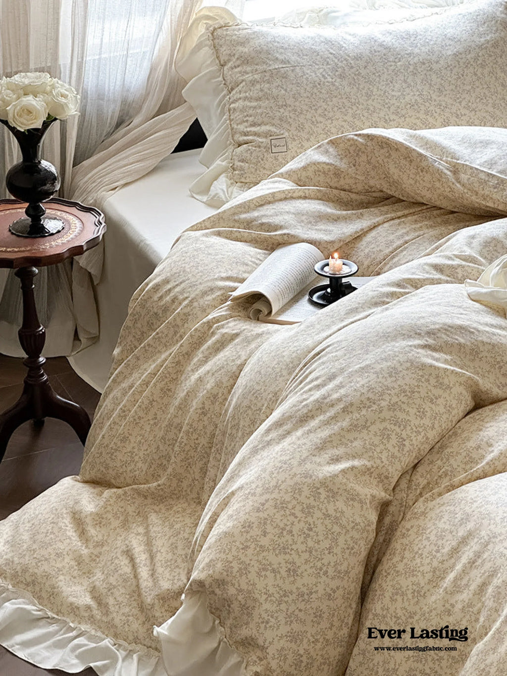 Vivienne Floral Double Gauze Bedding Set / Pale Yellow Ever Lasting