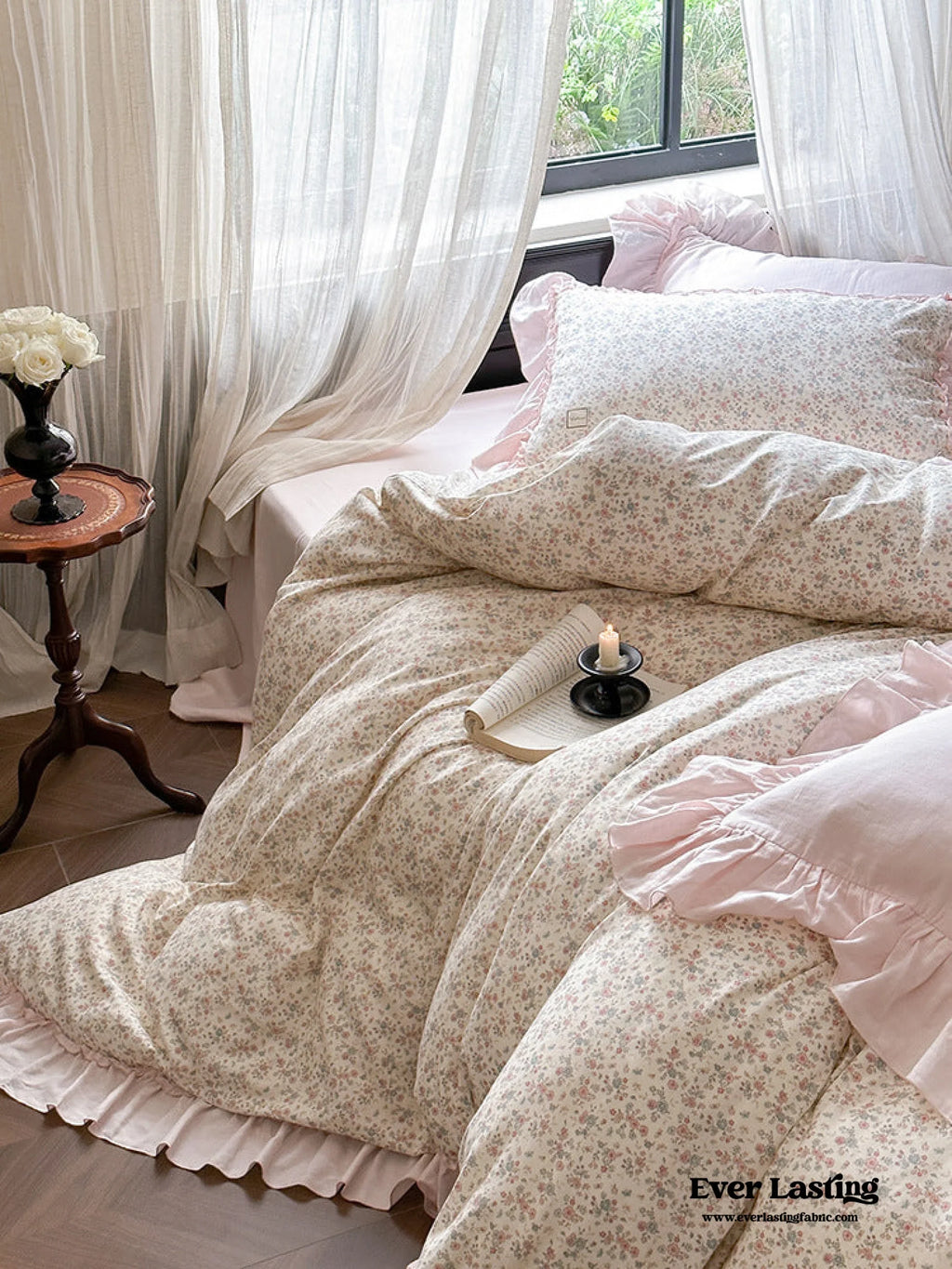 Vivienne Floral Double Gauze Bedding Set / Pale Yellow Ever Lasting