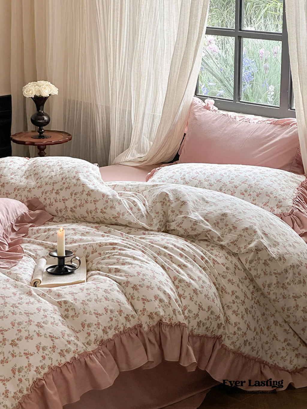 Vivienne Floral Double Gauze Bedding Set / Pale Yellow Ever Lasting