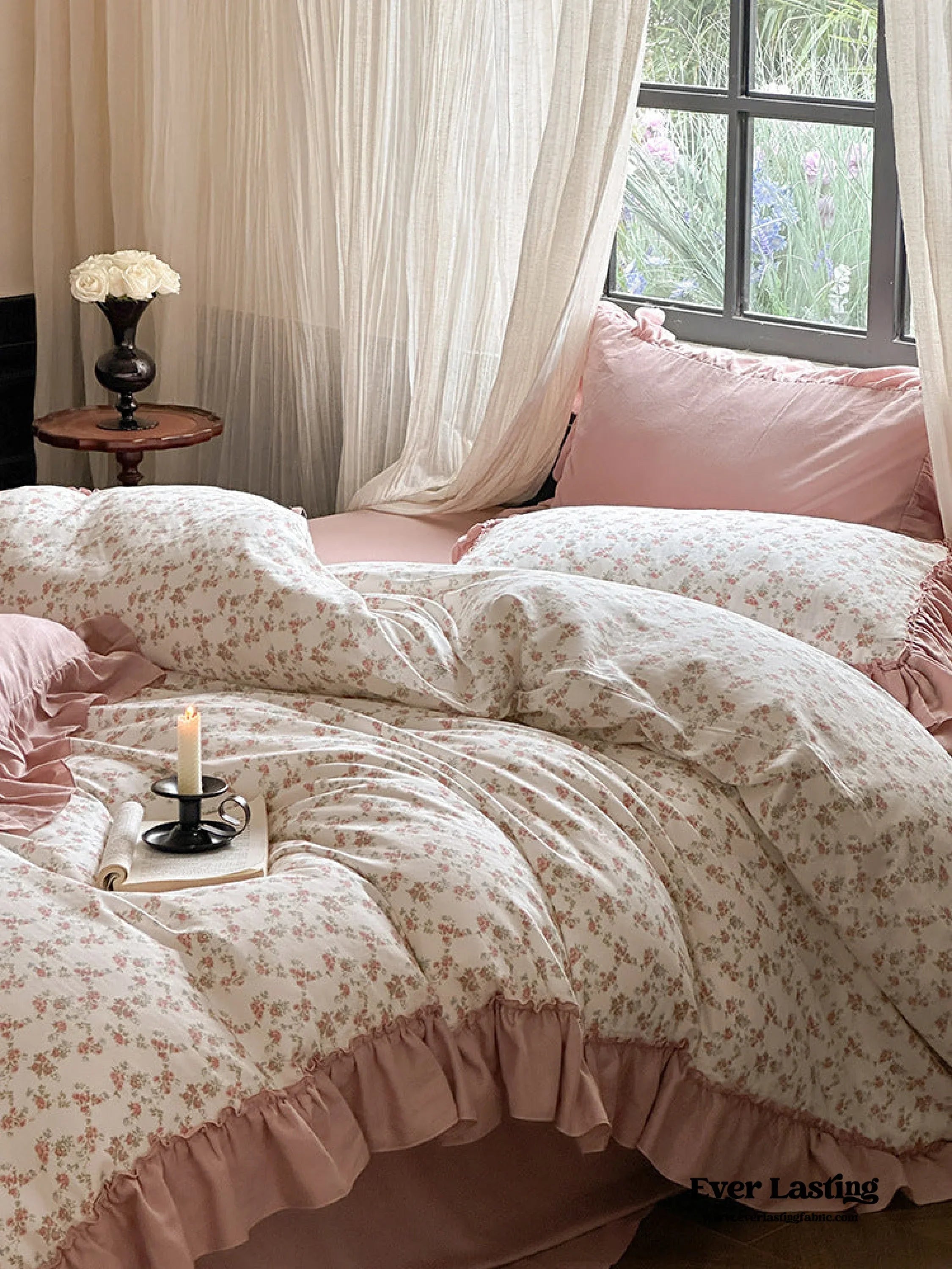 Vivienne Floral Double Gauze Bedding Set / Pale Yellow Ever Lasting