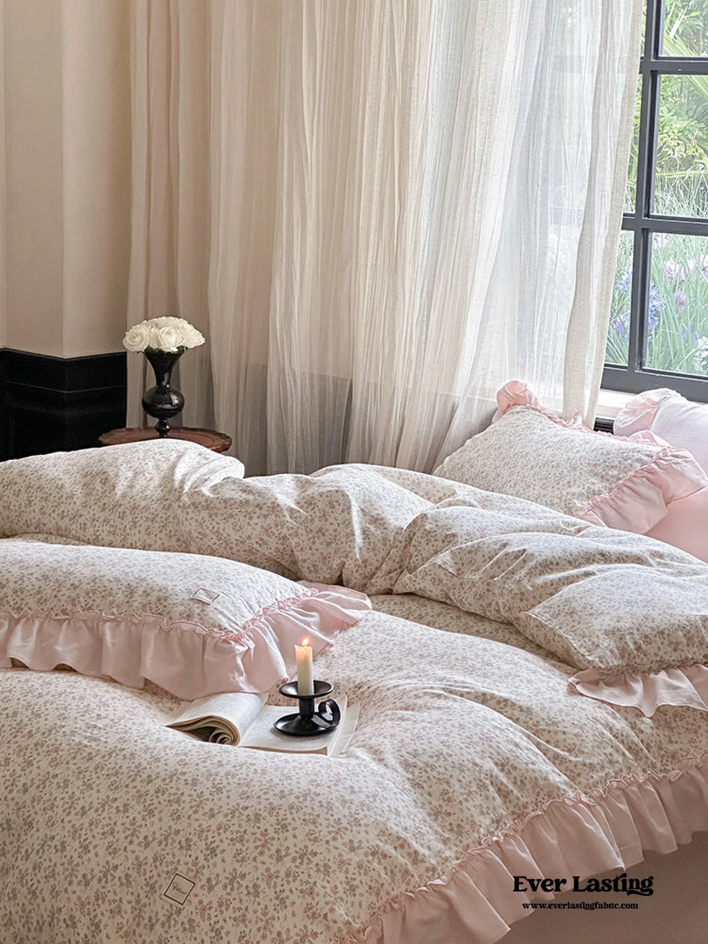 Vivienne Floral Double Gauze Bedding Set / Pale Yellow Ever Lasting