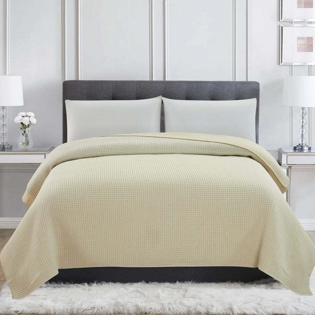 100% Merino Wool Waffle Weave Blanket Mélange Home