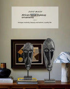 African Mask Wall Art - Hand-painted Tribal Design, angled view - House Of Avana