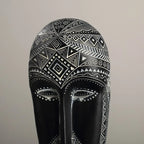 African Mask Wall Art - Hand-painted Tribal Design, back view - House Of Avana
