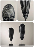 African Mask Wall Art - Hand-painted Tribal Design, in-use display - House Of Avana
