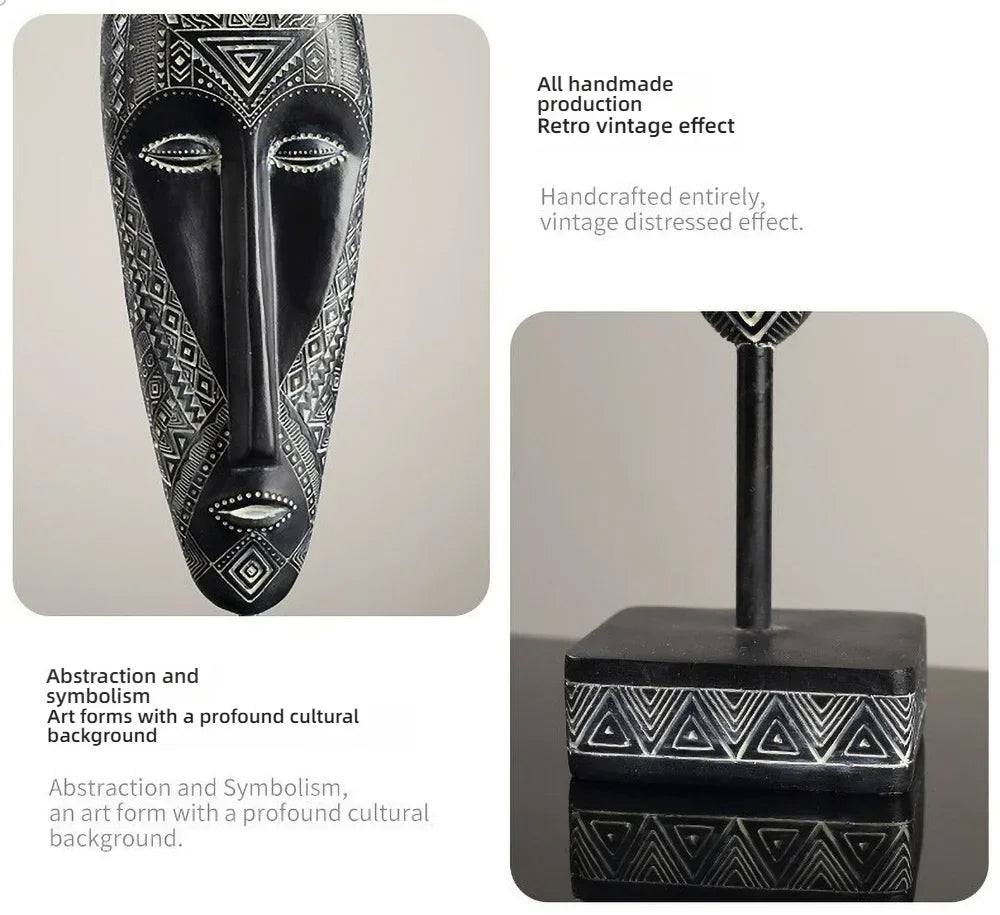 African Mask Wall Art - Hand-painted Tribal Design, lifestyle image - House Of Avana
