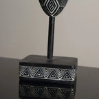 African Mask Wall Art - Hand-painted Tribal Design, side view - House Of Avana