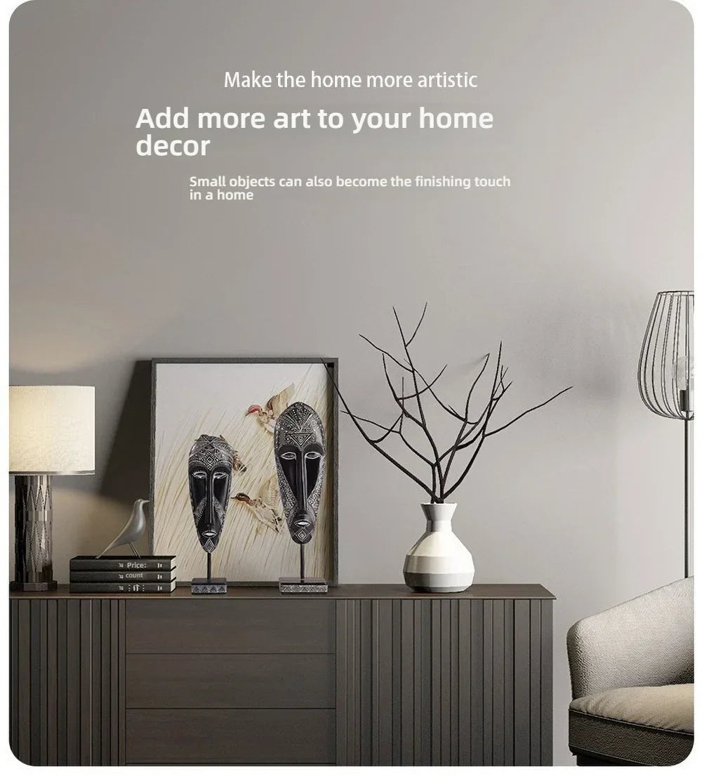 African Mask Wall Art - Hand-painted Tribal Design, texture detail - House Of Avana