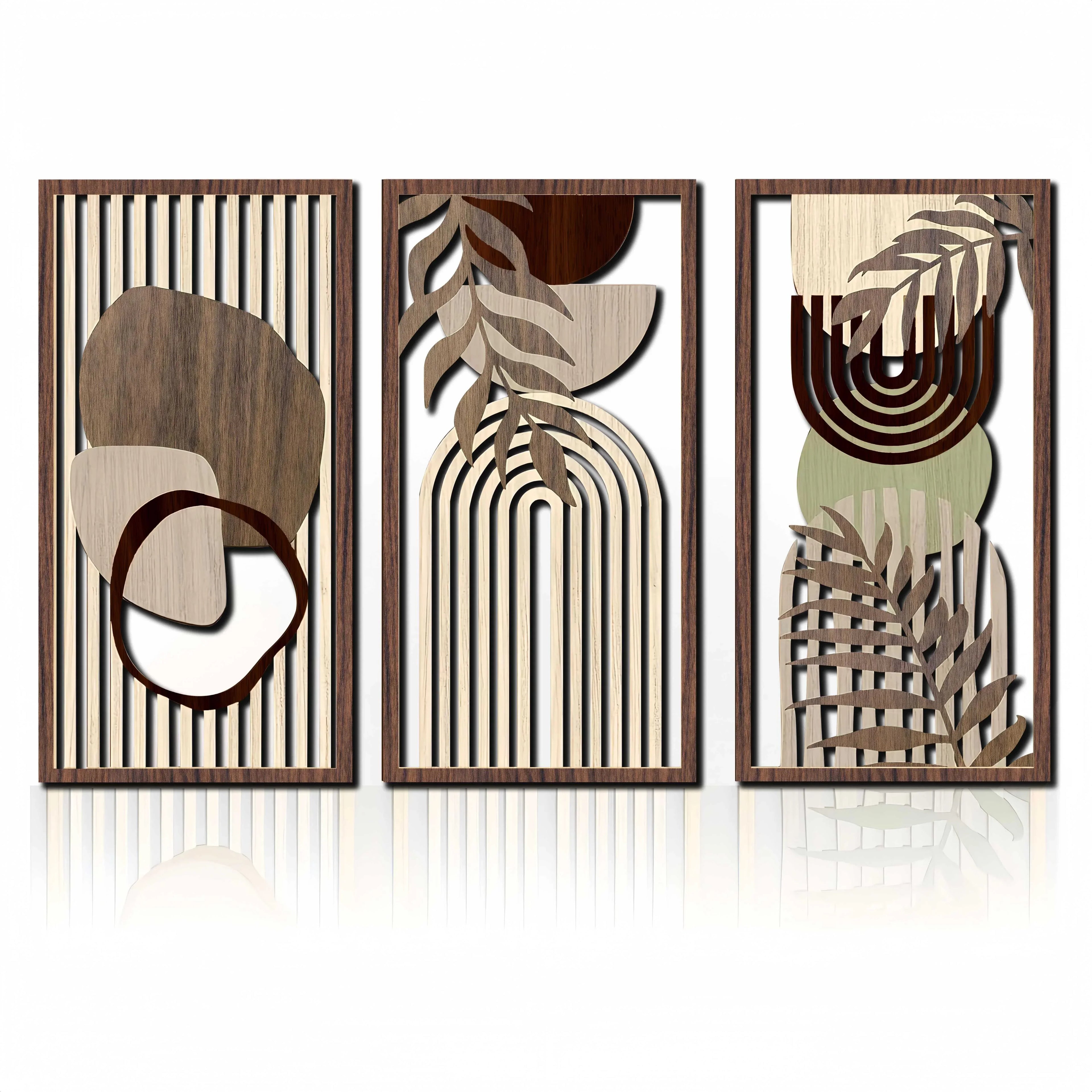 Wall Art - Abstract Wooden Sage Green Large, front view - House Of Avana