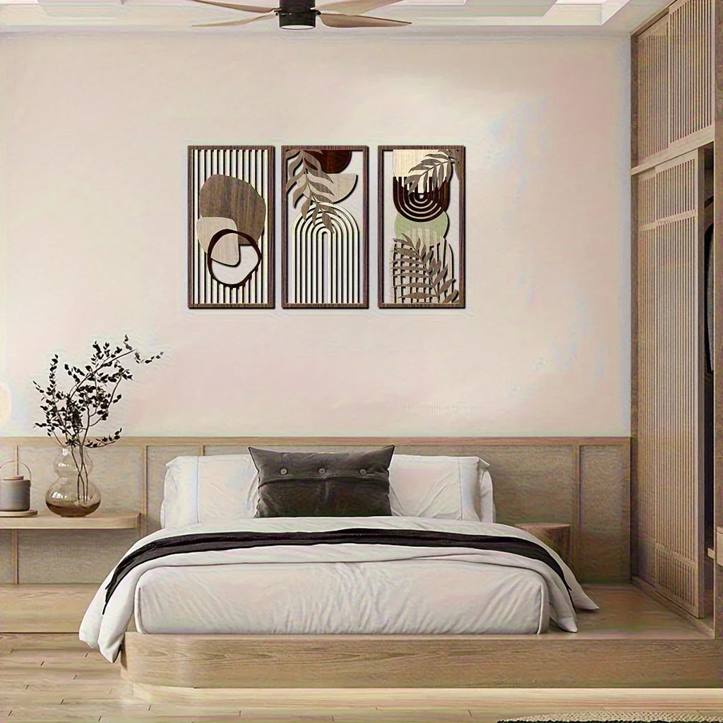 Wall Art - Abstract Wooden Sage Green Large, lifestyle image - House Of Avana