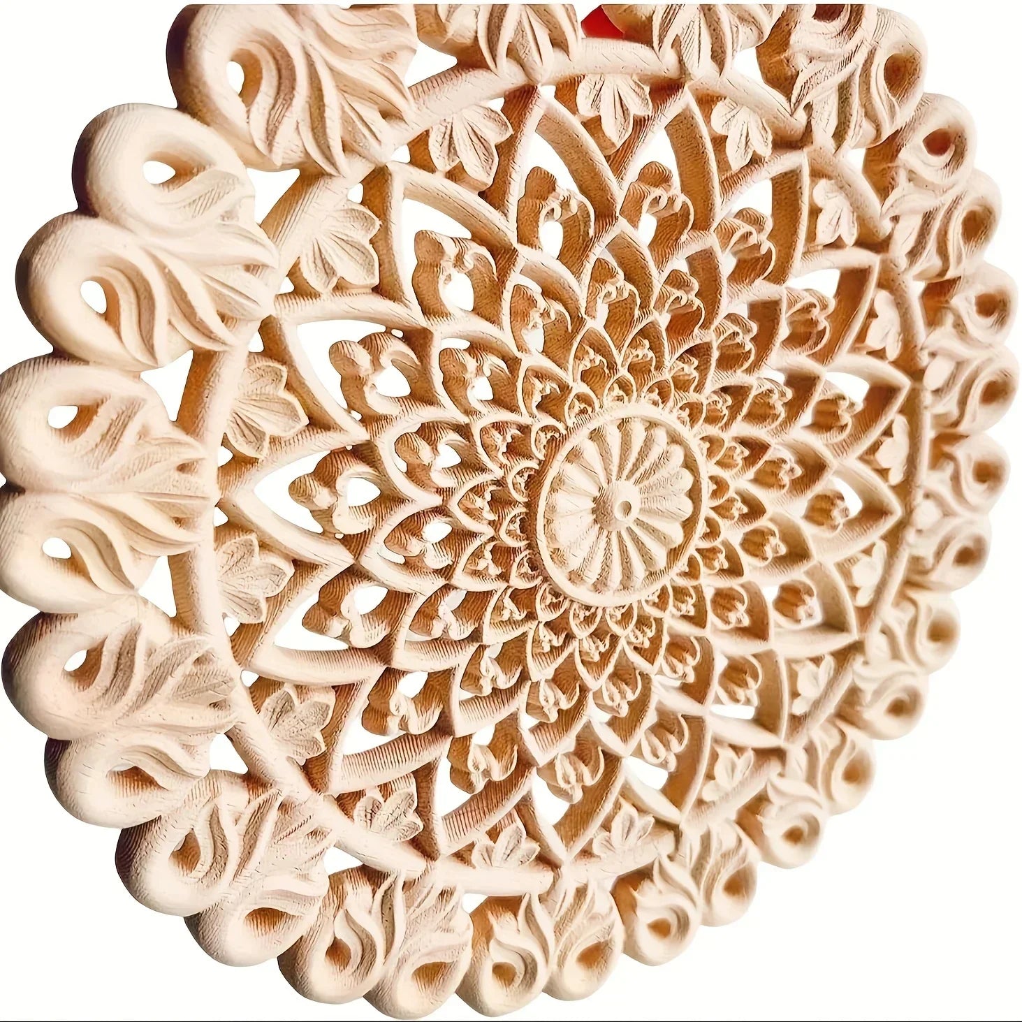 Wall Art - Floral Oak Wood Natural, front view - House Of Avana