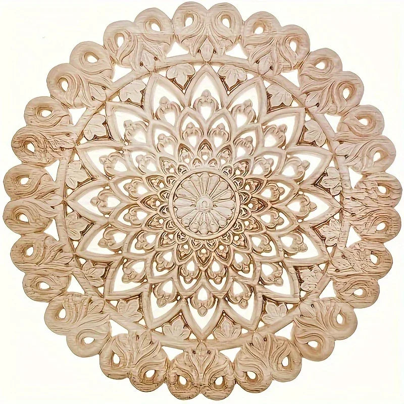 Wall Art - Floral Oak Wood Natural, side view - House Of Avana