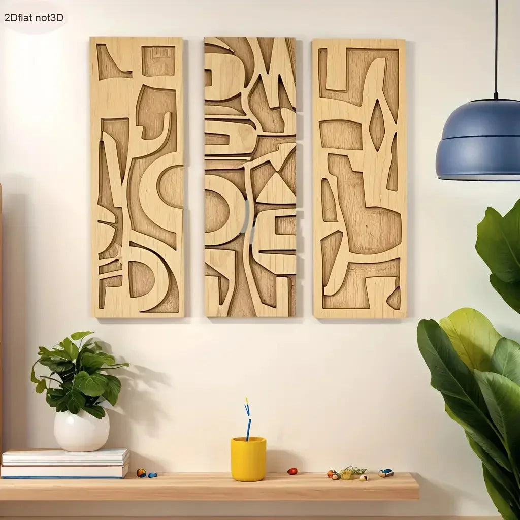 Wall Art - Geometric Wooden 3d, front view - House Of Avana