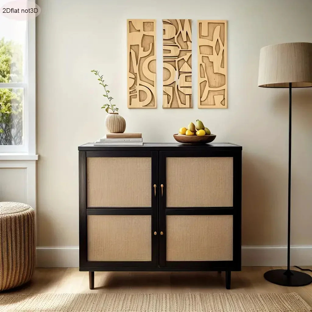 Wall Art - Geometric Wooden 3d, angled view - House Of Avana