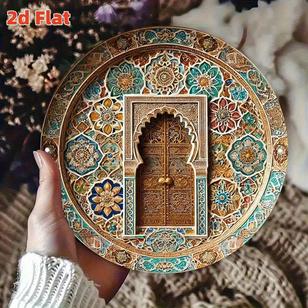 Wall Art - Metal Arch Turquoise, back view - House Of Avana