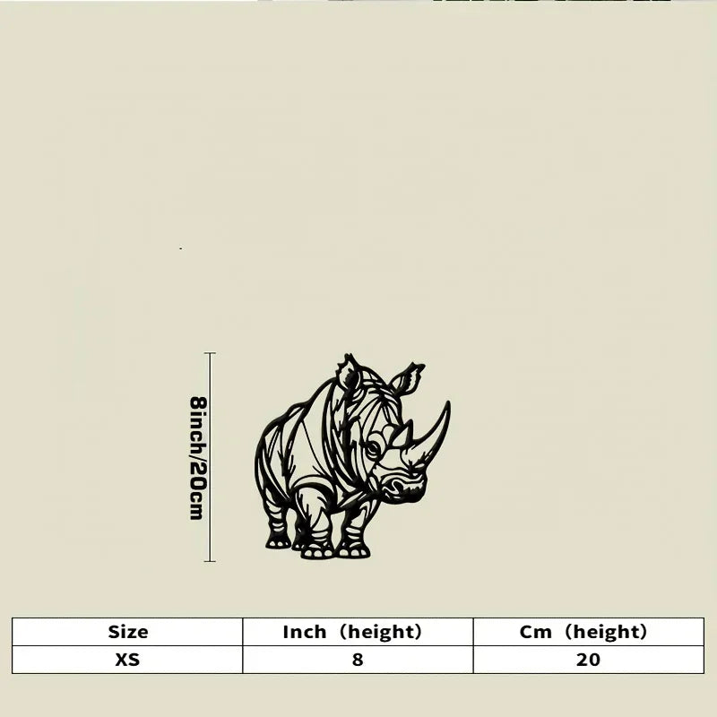 Black & White Rhinoceros Metal Wall - Elegant Rhino Sculpture, Waterproof Iron Wildlife Decor for... - House Of Avana