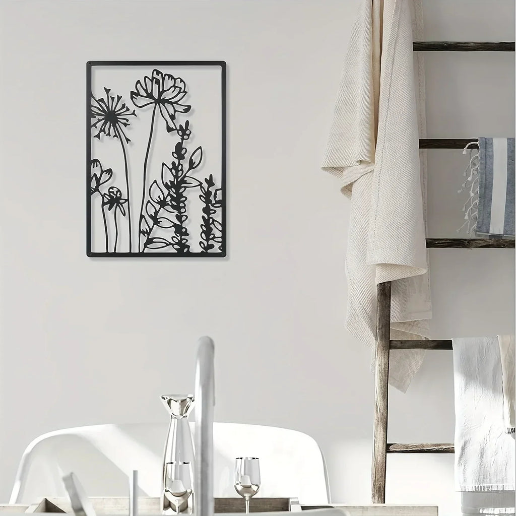 Minimalist Wall Art - Black Floral Design, lifestyle image - House Of Avana