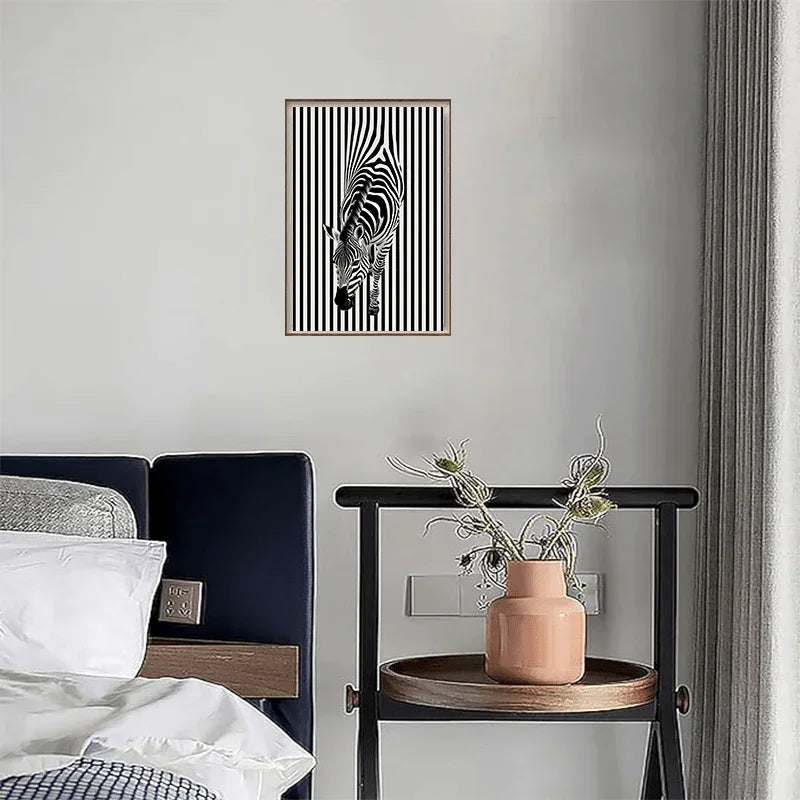Framed Zebra Wall Art Poster - Piece, Polyester Fiber Canvas Print, Modern Hip Hop Style Home Decor for... - House Of Avana