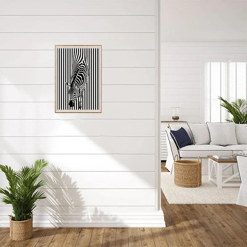 Framed Zebra Wall Art Poster - Piece, Polyester Fiber Canvas Print, Modern Hip Hop Style Home Decor for... - House Of Avana