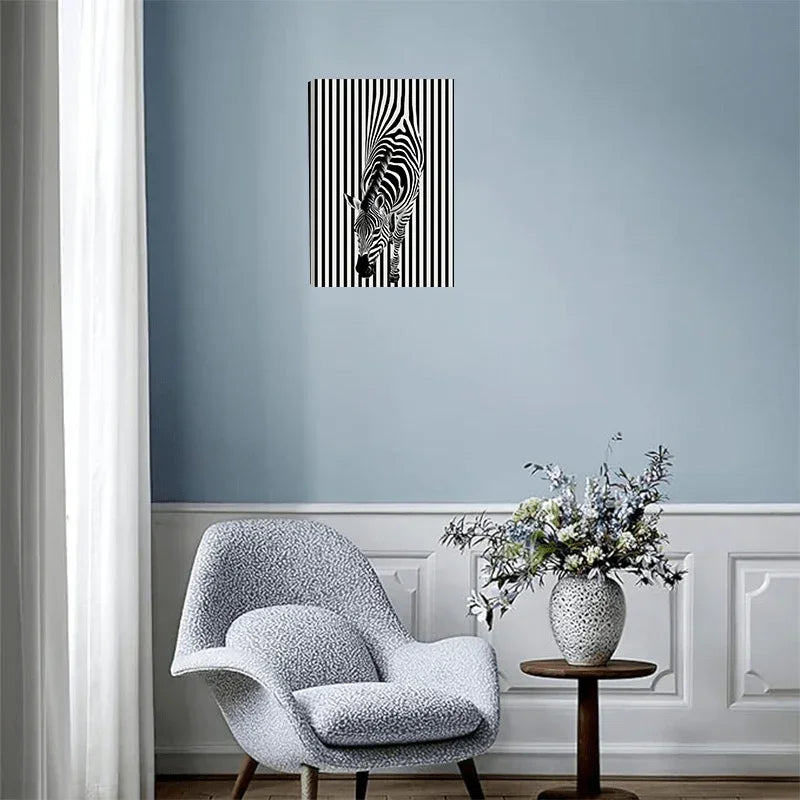 Framed Zebra Wall Art Poster - Piece, Polyester Fiber Canvas Print, Modern Hip Hop Style Home Decor for... - House Of Avana