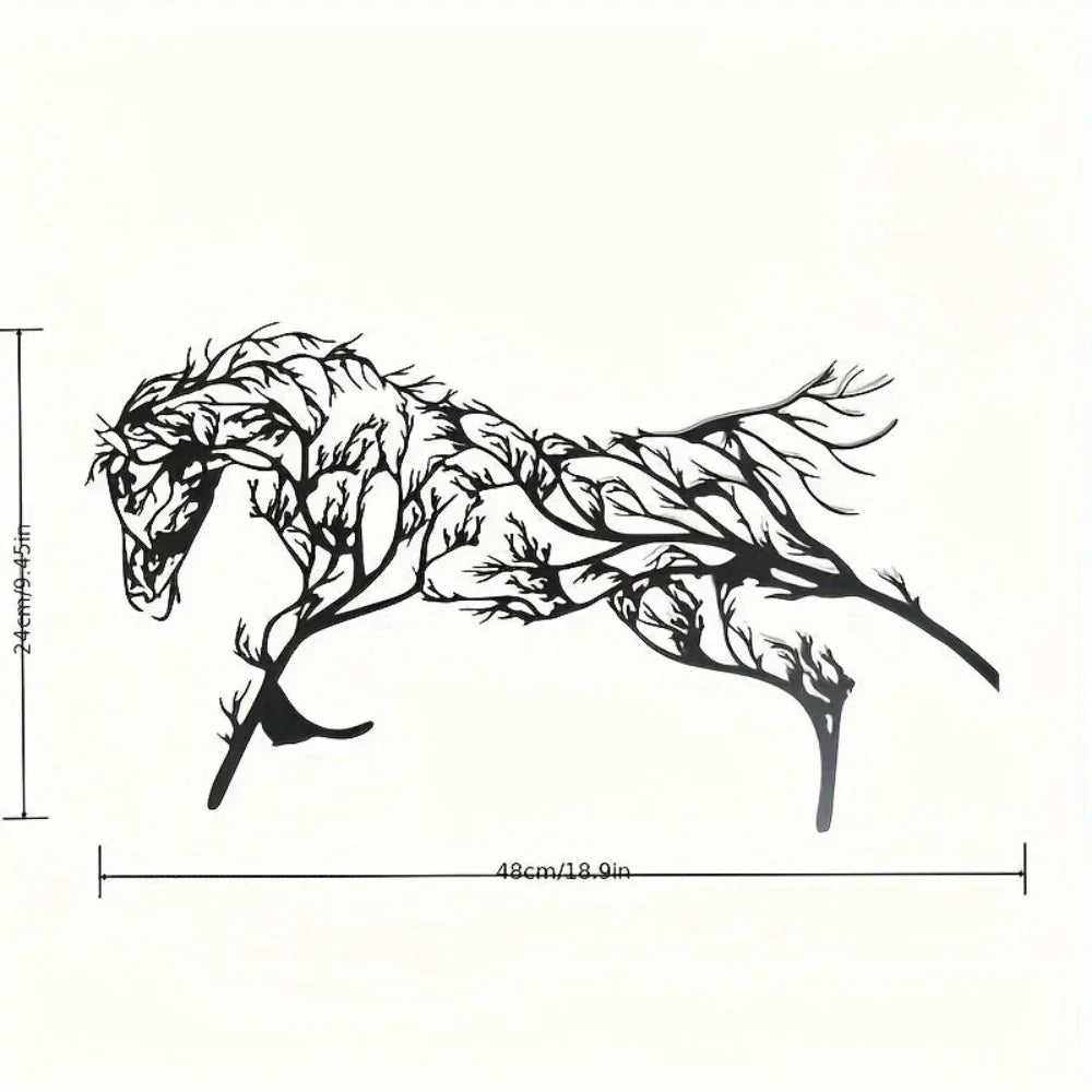 Vintage Black Horse Iron Wall Art, top view - House Of Avana