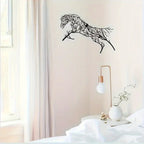 Vintage Black Horse Iron Wall Art, angled view - House Of Avana
