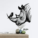 Safari Rhino Head Metal Wall Art - Retro Iron Rhino Horn Statue Mural, Durable Rhino Head for... - House Of Avana