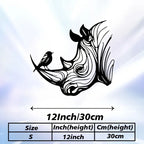 Safari Rhino Head Metal Wall Art - Retro Iron Rhino Horn Statue Mural, Durable Rhino Head for... - House Of Avana