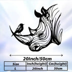 Safari Rhino Head Metal Wall Art - Retro Iron Rhino Horn Statue Mural, Durable Rhino Head for... - House Of Avana