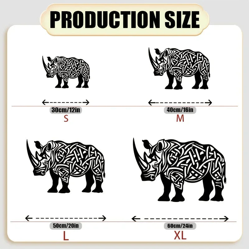 Rhino Metal Wall Art, Rhino Statue Mural, Perfect for Living Room, Office, Safari Decor, Christmas... - House Of Avana