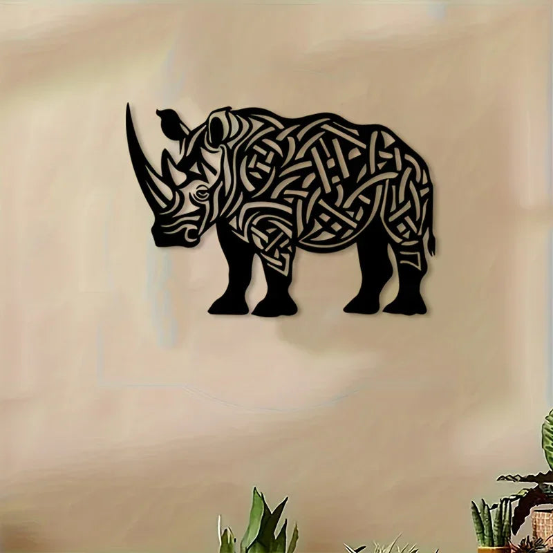 Rhino Metal Wall Art, Rhino Statue Mural, Perfect for Living Room, Office, Safari Decor, Christmas... - House Of Avana