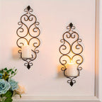 Wall Candle Sconce Holder Set of 2 Hanging Wall Mounted Pillar Candle Sconces Holder, Wall Sconces Decor for Bedroom Dining Room (Black) House Of Avana