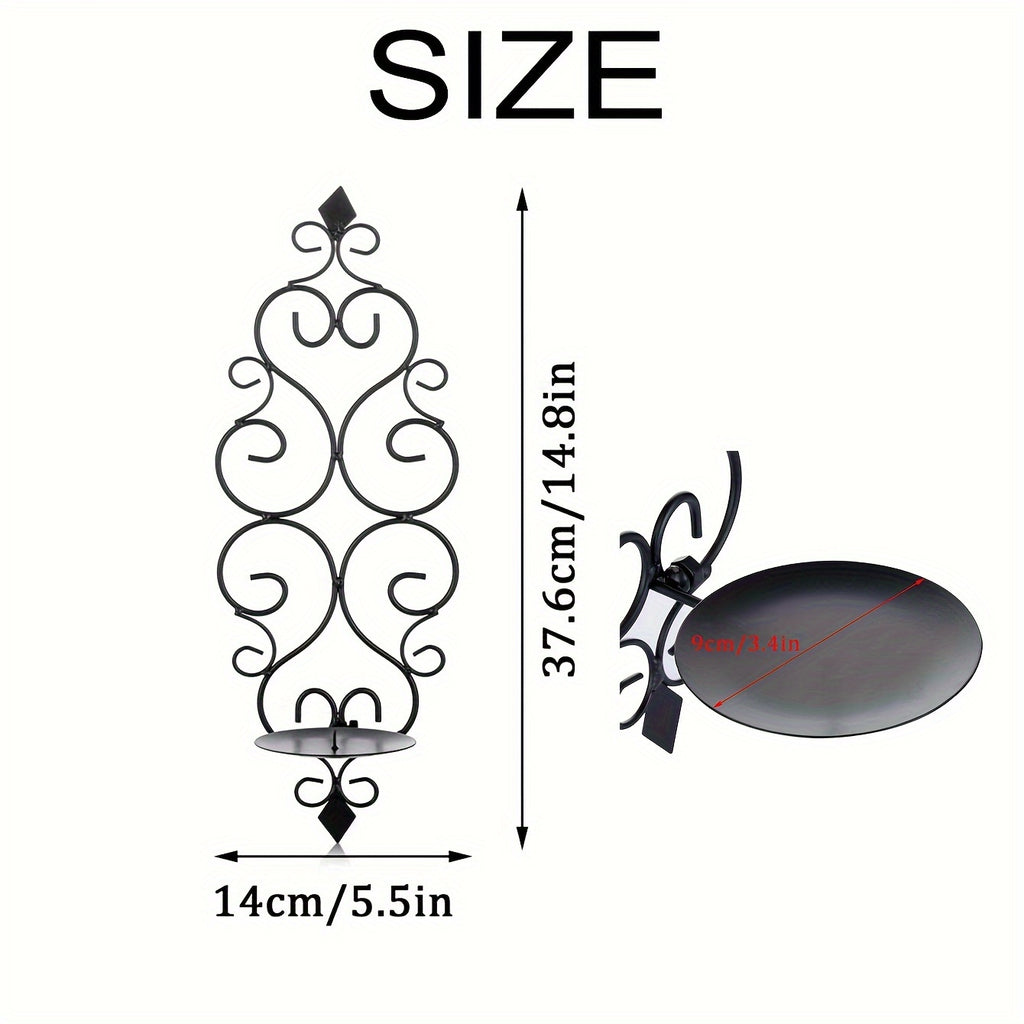 Wall Candle Sconce Holder Set of 2 Hanging Wall Mounted Pillar Candle Sconces Holder, Wall Sconces Decor for Bedroom Dining Room (Black) House Of Avana