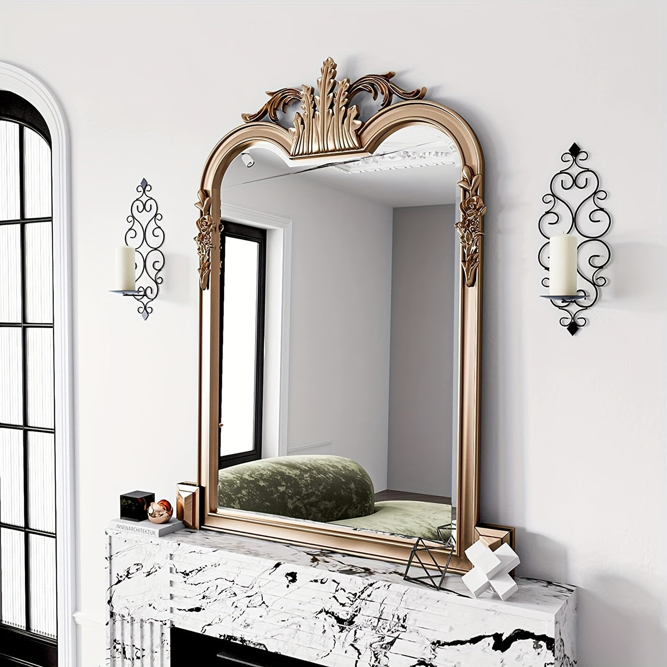 Wall Candle Sconce Holder Set of 2 Hanging Wall Mounted Pillar Candle Sconces Holder, Wall Sconces Decor for Bedroom Dining Room (Black) House Of Avana