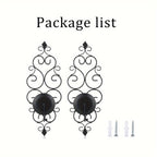 Wall Candle Sconce Holder Set of 2 Hanging Wall Mounted Pillar Candle Sconces Holder, Wall Sconces Decor for Bedroom Dining Room (Black) House Of Avana