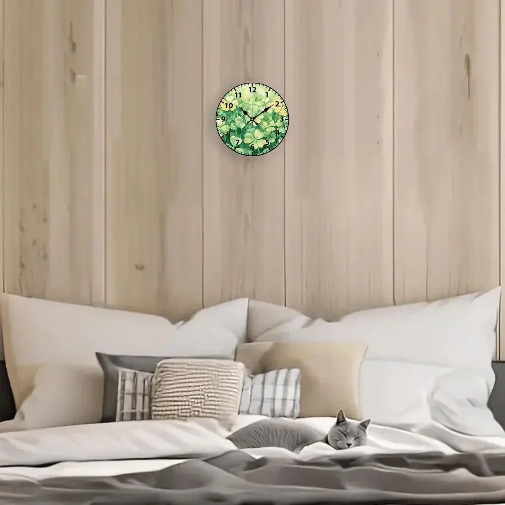 Wall Clock - Quartz Wooden Green 9.84-Inch