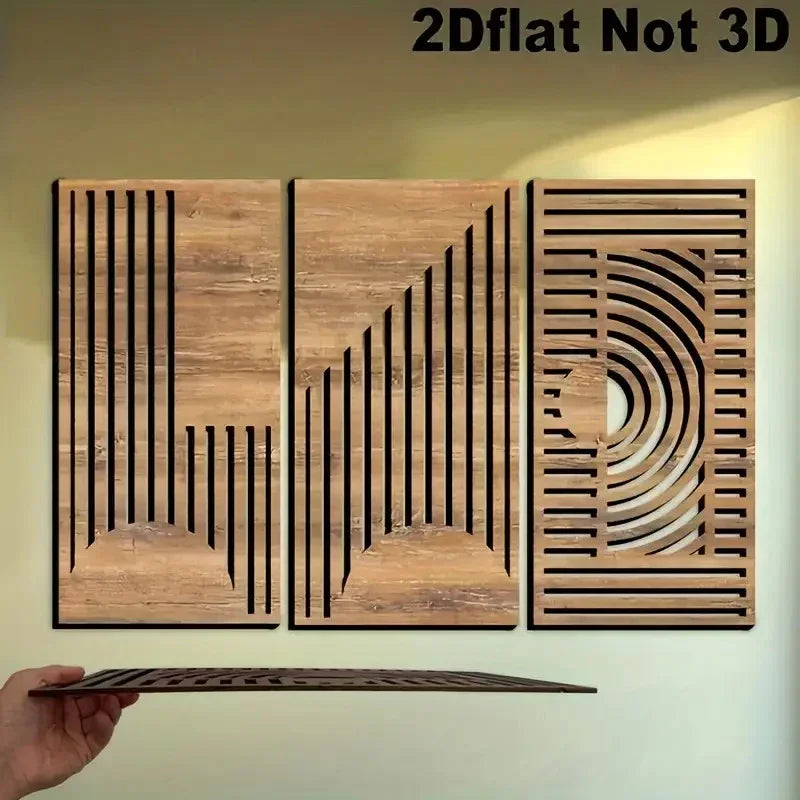 Wall Decor - Geometric Wood Abstract, front view - House Of Avana