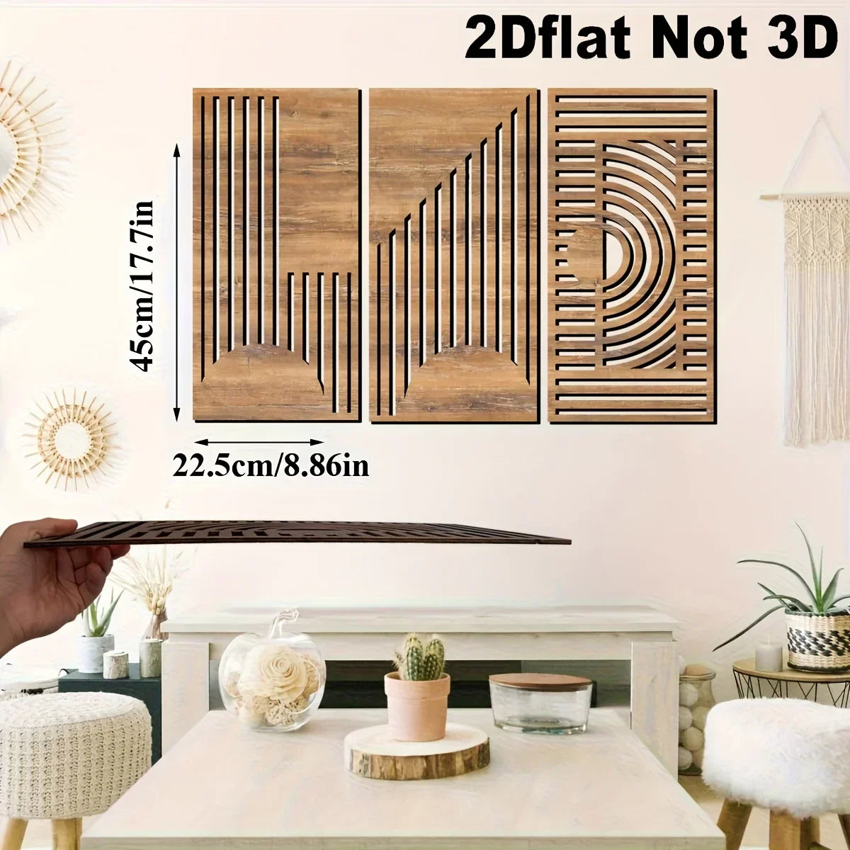 Wall Decor - Geometric Wood Abstract, angled view - House Of Avana