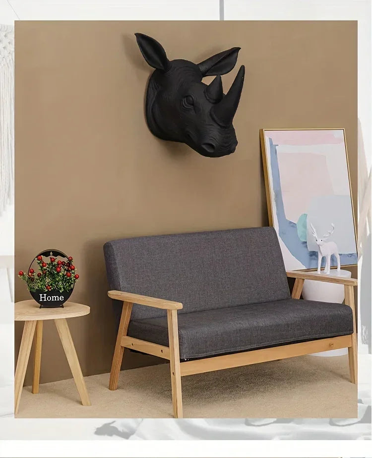 [2d Flat] Rhino Wall Hanging | Classic European Style Animal Wall Decor, Plastic, Wall Mount, Suitable... - House Of Avana