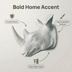 [2d Flat] Rhino Wall Hanging | Classic European Style Animal Wall Decor, Plastic, Wall Mount, Suitable... - House Of Avana