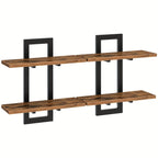 Rustic Style Floating Shelves Set of 2 - Manufactured Wood Wall Hanging Storage - 2-Tier Wall Mounted Shelves for Living Room, Bedroom, Bathroom, Kitchen - Unfinished Decorative Shelf without Electricity House Of Avana