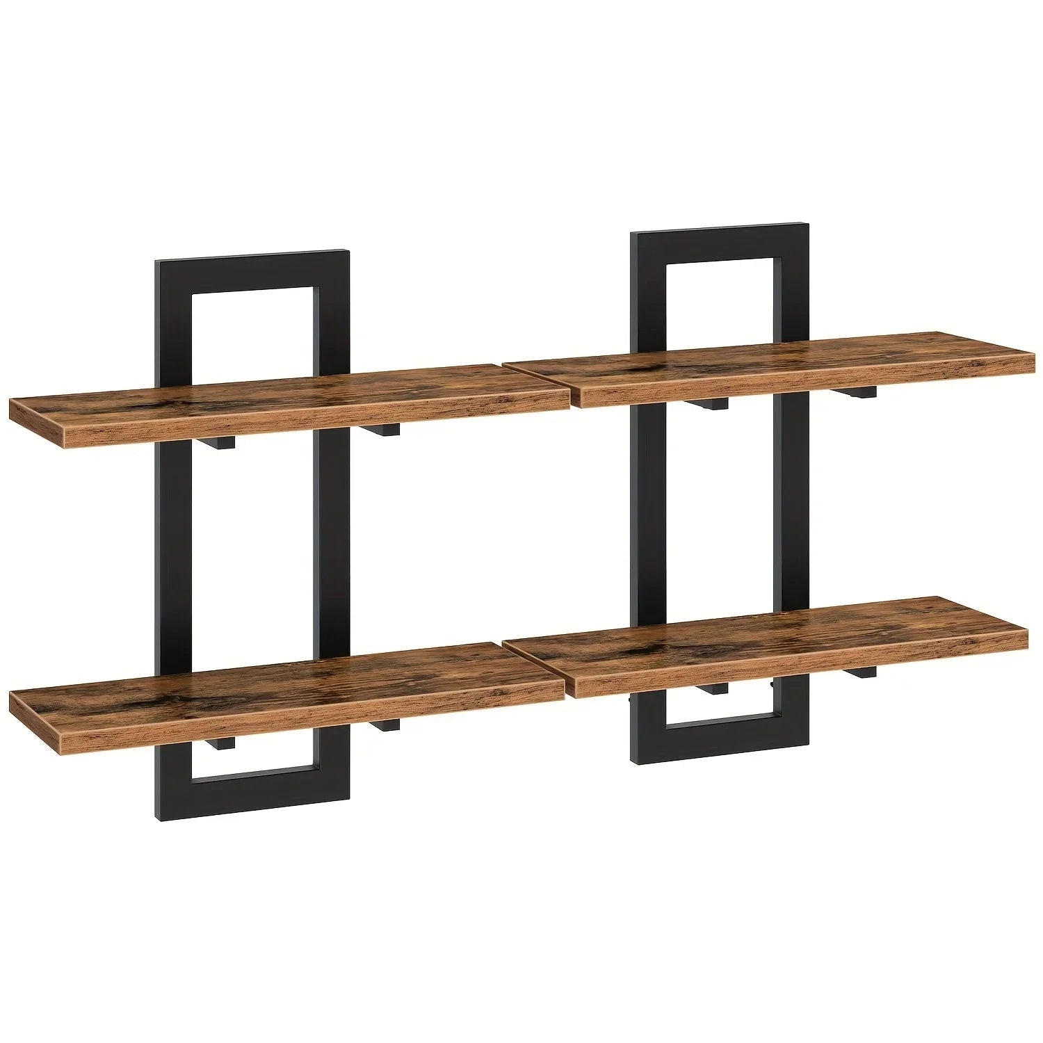 Rustic Style Floating Shelves Set of 2 - Manufactured Wood Wall Hanging Storage - 2-Tier Wall Mounted Shelves for Living Room, Bedroom, Bathroom, Kitchen - Unfinished Decorative Shelf without Electricity House Of Avana
