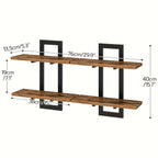 Rustic Style Floating Shelves Set of 2 - Manufactured Wood Wall Hanging Storage - 2-Tier Wall Mounted Shelves for Living Room, Bedroom, Bathroom, Kitchen - Unfinished Decorative Shelf without Electricity House Of Avana