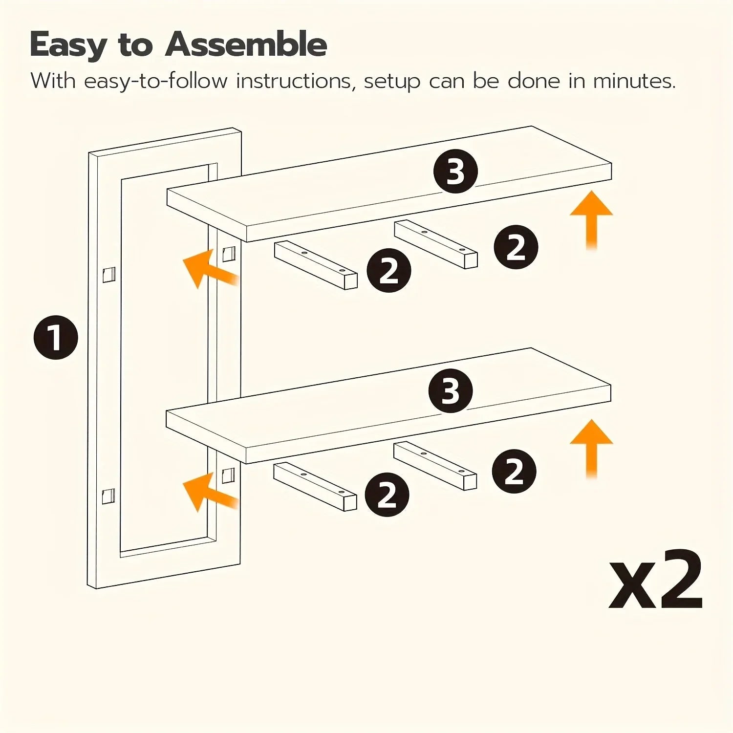 Rustic Style Floating Shelves Set of 2 - Manufactured Wood Wall Hanging Storage - 2-Tier Wall Mounted Shelves for Living Room, Bedroom, Bathroom, Kitchen - Unfinished Decorative Shelf without Electricity House Of Avana