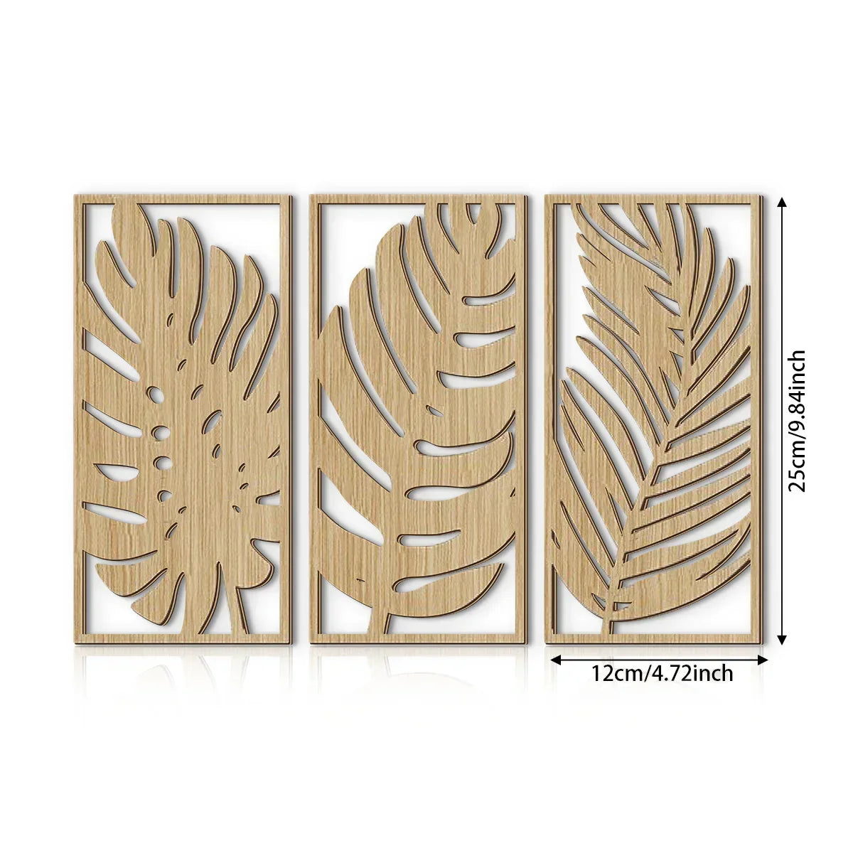 Wall Pediment - Natural Wood Monstera Leaf, back view - House Of Avana