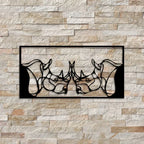 2d Flat, Minimalist Rhino Head Metal Wall Sculpture - Modern Retro Iron Rhino Statue with Flat 2d Horned... - House Of Avana