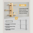 Wall Shelves - Floating Walnut 3-tier, angled view - House Of Avana