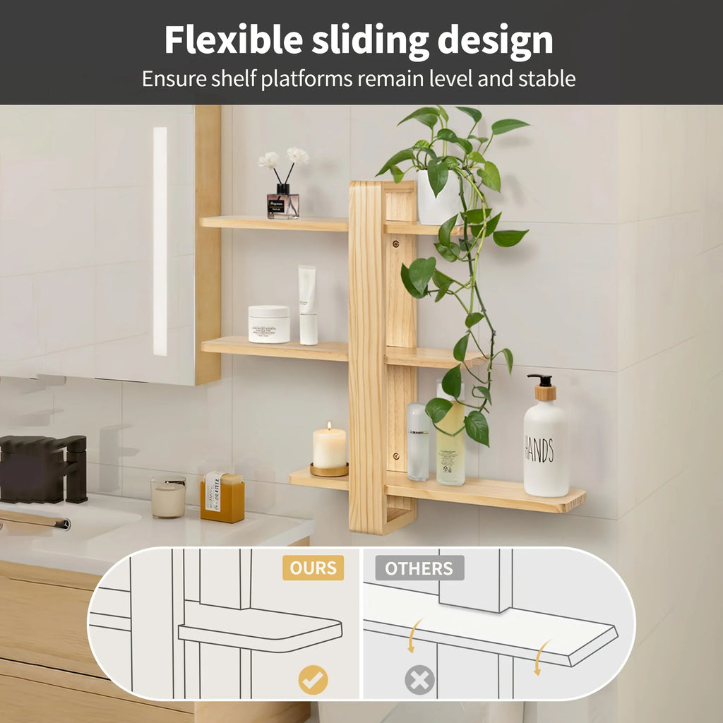 Wall Shelves - Floating Walnut 3-tier, top view - House Of Avana