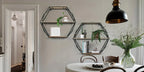 Wall Shelves - Floating Wood Hexagon, dimensions view - House Of Avana [[SKU:HOA-DSH-013]]