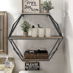 Wall Shelves - Floating Wood Hexagon, alternate view - House Of Avana
